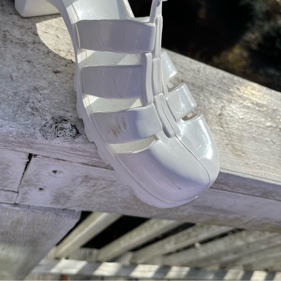 JuJu England Chunky Heel BABE Jelly Sandals White Women - Picture 8 of 9